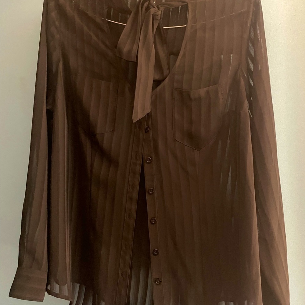 Torrid long sleeve striped chiffon shirt, size 00 (Medium)